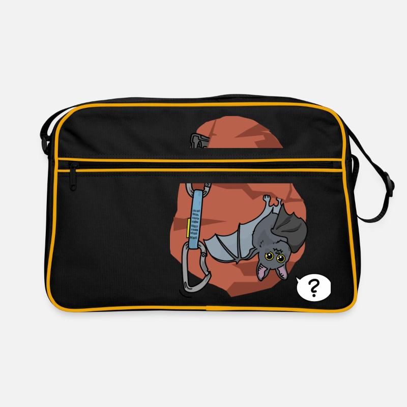 Klettern, Fledermaus - Retro Tasche - Schwarz/Gold