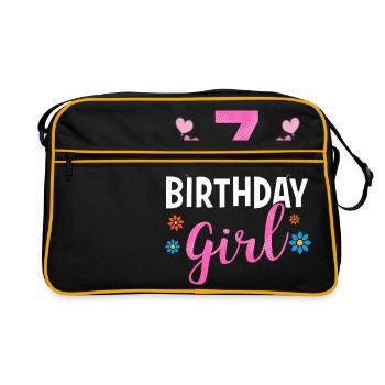 Fille d'anniversaire - 7 ans - Sac Retro - noir/or - Devant