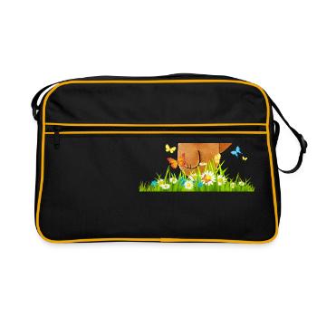 Ours doux idée cadeau dessin animé papillons - Sac Retro - noir/or - Devant