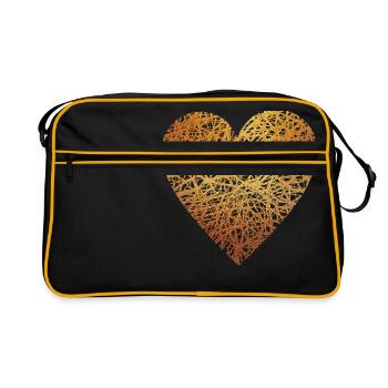 Coeur - Or - Amour - Présent - Idée cadeau - Sac Retro - noir/or - Devant