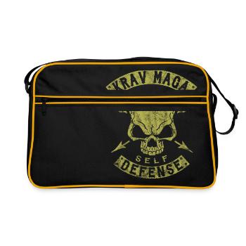 Krav Maga Self Defense Skull - Retro Tasche - Schwarz/Gold - Vorne