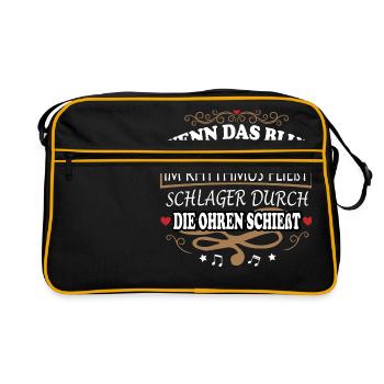 Schlagerparty Schlager Volksmusik Feiern Party - Retro Tasche - Schwarz/Gold - Vorne
