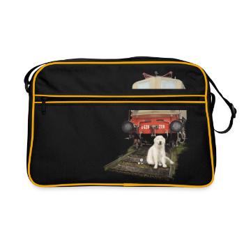 Golden Retriever with Train - Retro Bag - black/gold - Front