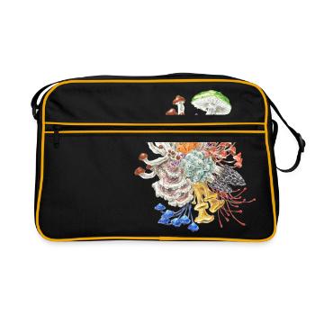 Bildet Räte! / Pilze / Fungi - Retro Tasche - Schwarz/Gold - Vorne