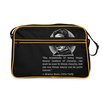 Quote Nikola Tesla scientists think deeply - Retro Bag - black/gold - Front