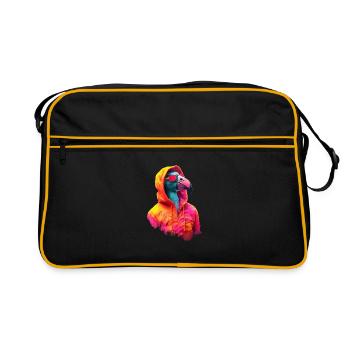 Flamant rose avec lunettes de soleil Colorful Cool Flamants roses - Sac Retro - noir/or - Devant
