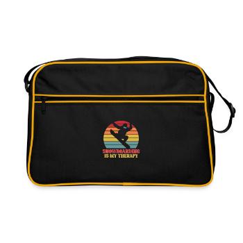 Snowboard Snowboarding Snowboarder Skiliebhaber - Retro Tasche - Schwarz/Gold - Vorne