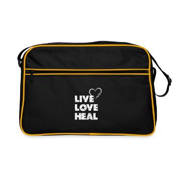 Vie Amour Guérison Animal Chiot Chien Amour - Sac Retro - noir/or - Devant