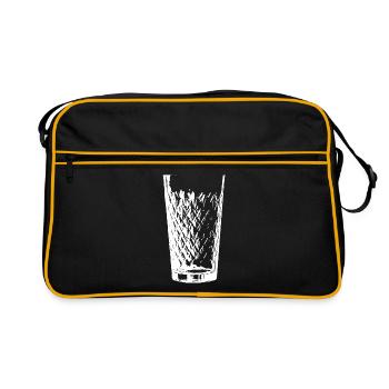 Äppelwoi Hessisch Apfelwein Geschenk Hessen Babbel - Retro Tasche - Schwarz/Gold - Vorne