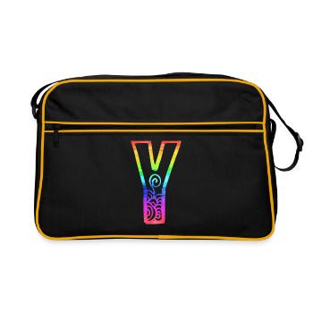 regenbogen y - Retro Tasche - Schwarz/Gold - Vorne