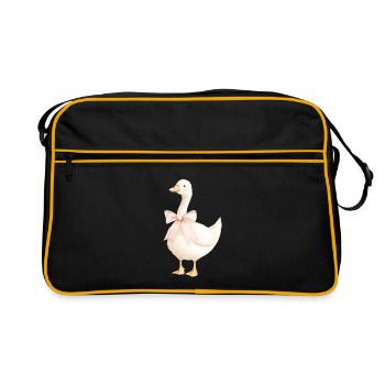 Duck with pink bow - Retro Bag - black/gold - Front