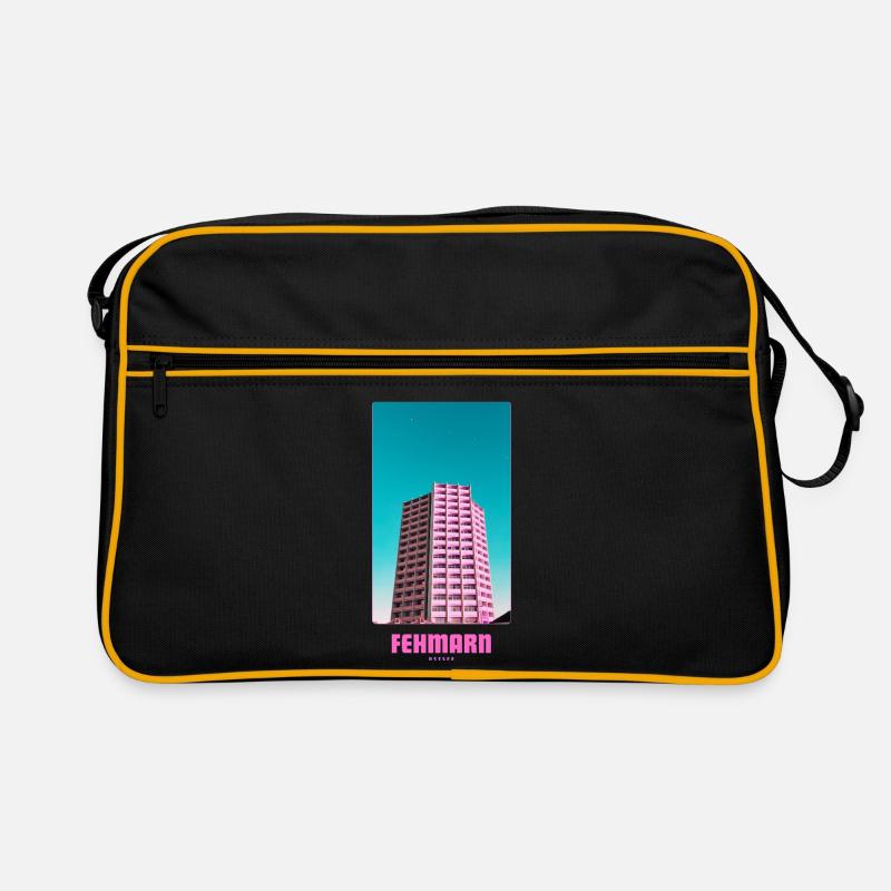 Fehmarn _ Ostsee  - Retro Tasche - Schwarz/Gold