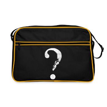 Totenkopf Fragezeichen Skull Mystery Design - Retro Tasche - Schwarz/Gold - Vorne