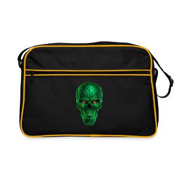 Green Techno Skull - Retro Tasche - Schwarz/Gold - Vorne