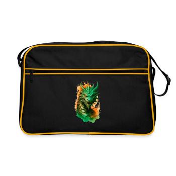 Dragon majestueux en feu - Sac Retro - noir/or - Devant
