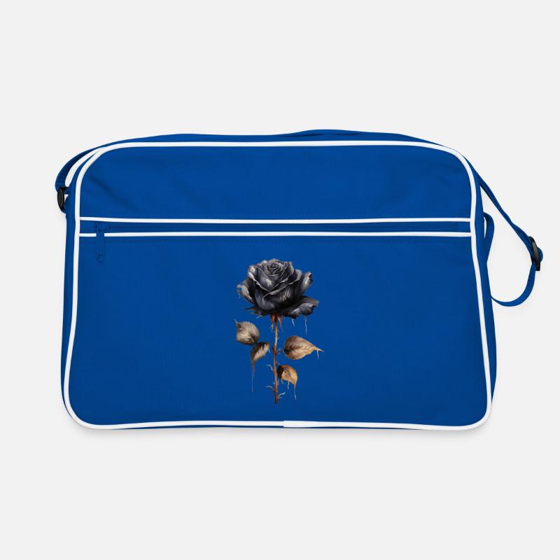 Rose noire simple avec tige obscure Sac Retro