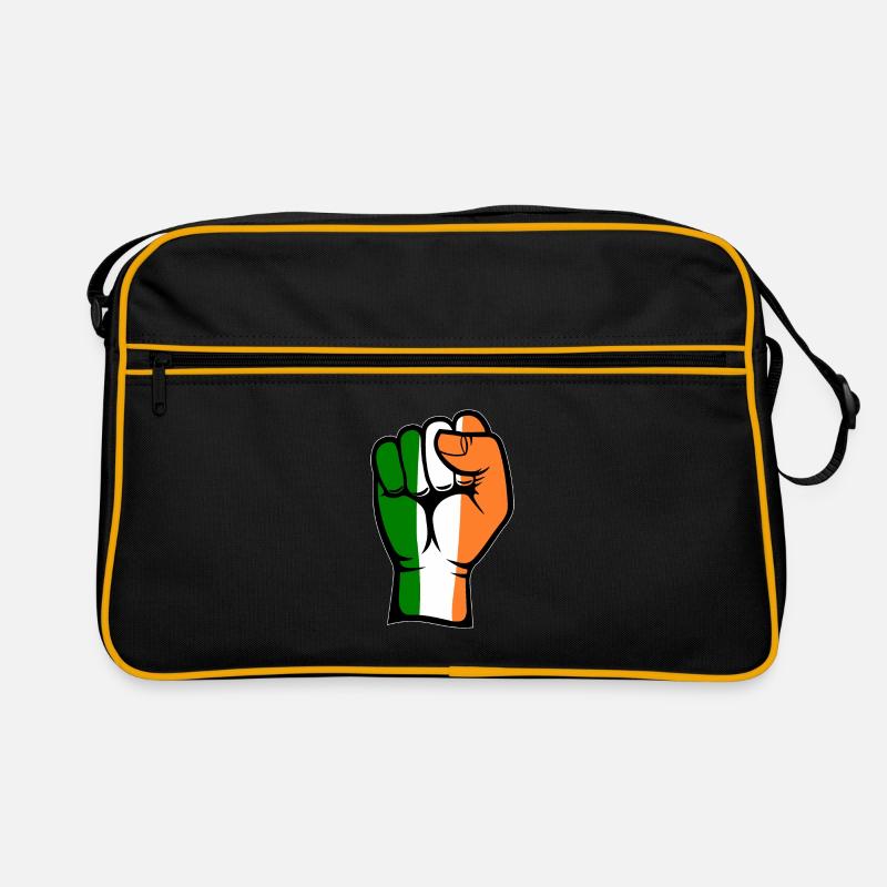 Symbole de la main du poing du drapeau de l’Irlande - Sac Retro - noir/or
