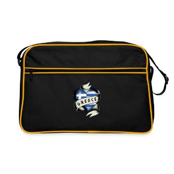 Grèce Drapeau Vintage Coeur Athènes Crète Crète Kos - Sac Retro - noir/or - Devant