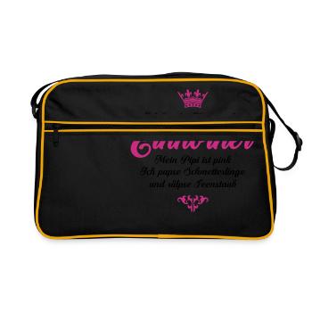 Königin der Einhörner - Retro Tasche - Schwarz/Gold - Vorne