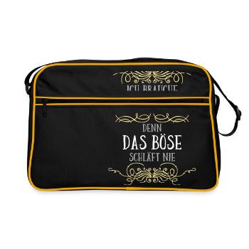 Das Böse schläft nie - Retro Tasche - Schwarz/Gold - Vorne