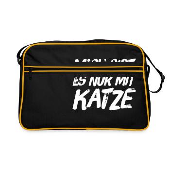 Katzen TShirt - Mich gibt es nur mit KATZE - Retro Tasche - Schwarz/Gold - Vorne