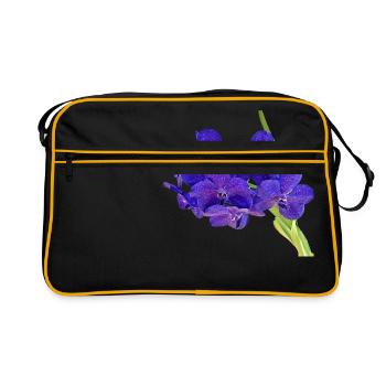 flowers lilies tulips orchids sunflower dahlia ger - Retro Tasche - Schwarz/Gold - Vorne