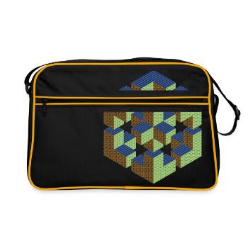 impossible figure Escher cube geometry fantasy - Retro Bag - black/gold - Front