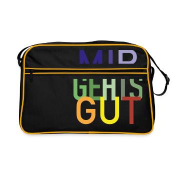 Mir gehts gut. Zeige gute Laune, immer und überall - Retro Tasche - Schwarz/Gold - Vorne