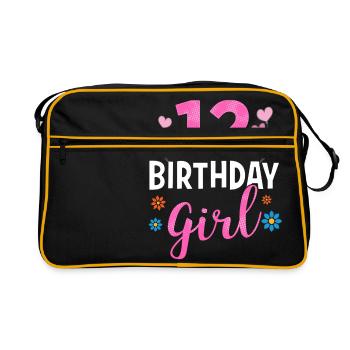 Fille d'anniversaire - 12 ans - Sac Retro - noir/or - Devant