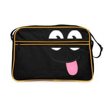 FRECHES GESICHT - Lustiges Comic Geschenk Shirts - Retro Tasche - Schwarz/Gold - Vorne