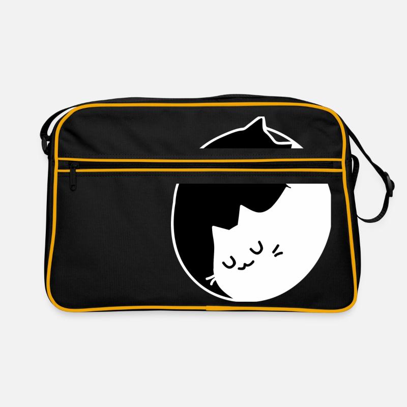 Ying Yang Katzen Geschenk Idee - Retro Tasche - Schwarz/Gold
