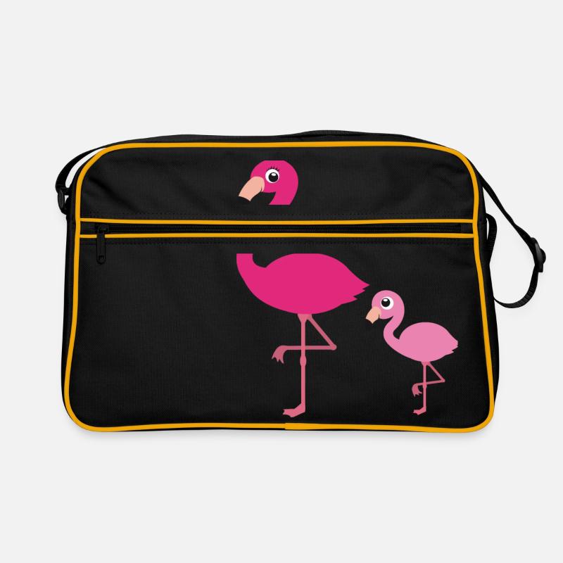 Flamingo Mutter mit Kind Retro Tasche
