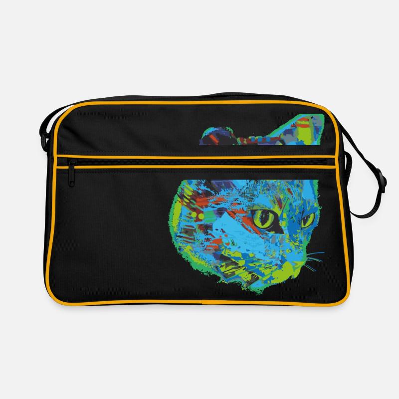 katze, katzenkopf, illustration, graffiti, cat, Retro Tasche