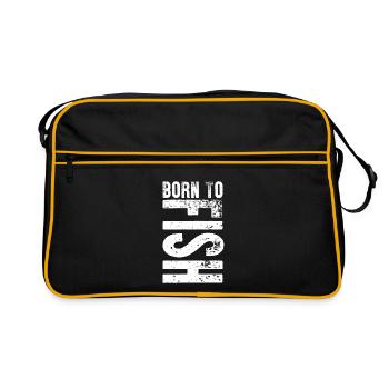 Né pour pêcher amant de passe-temps idée cadeau - Sac Retro - noir/or - Devant