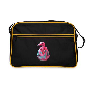 Flamant rose avec lunettes de soleil Colorful Cool Flamants roses - Sac Retro - noir/or - Devant