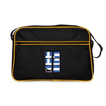 Drapeau de la Grèce Hellas Athènes Drapeau grec - Sac Retro - noir/or - Devant