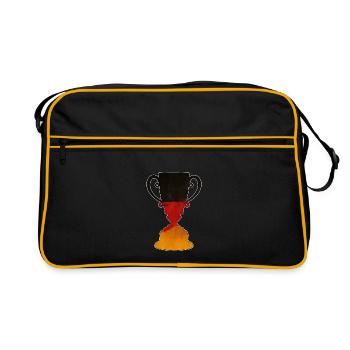 Deutschland Trophäe Pokal Geschenk Ideen - Retro Tasche - Schwarz/Gold - Vorne