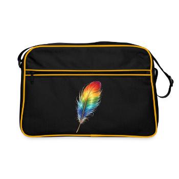 Colorful Feather Rainbow Boho Design - Retro Bag - black/gold - Front