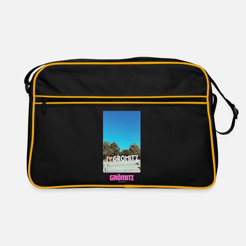 Grömitz _ Ostsee - Retro Tasche - Schwarz/Gold