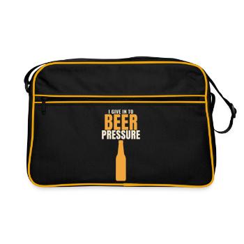I Give In To Beer Pressure lustiger Spruch Bier - Retro Tasche - Schwarz/Gold - Vorne