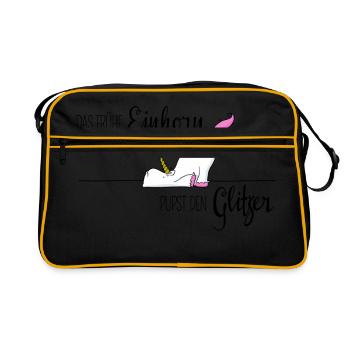 Das frühe Einhorn - Retro Tasche - Schwarz/Gold - Vorne