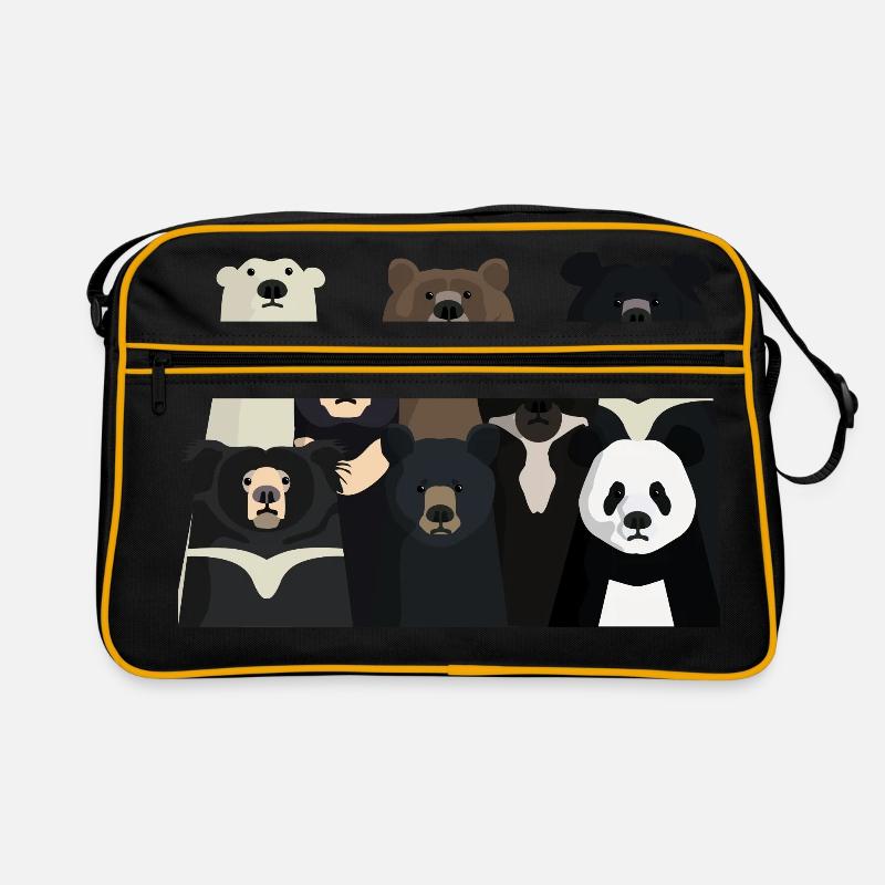 Bär der Welt - Retro Tasche - Schwarz/Gold