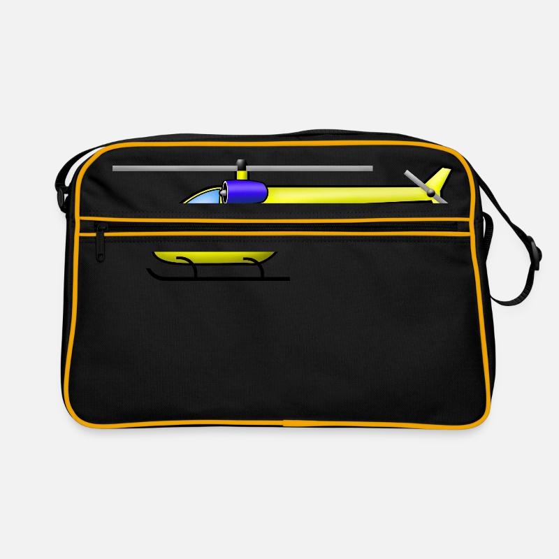 Hubschrauber gelb - Retro Tasche - Schwarz/Gold