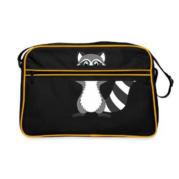 Waschbär - Retro Tasche - Schwarz/Gold - Vorne