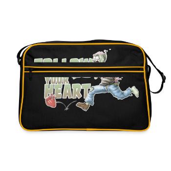 motif coeur shirtzombie suivre votre cœur à nouveau - Sac Retro - noir/or - Devant