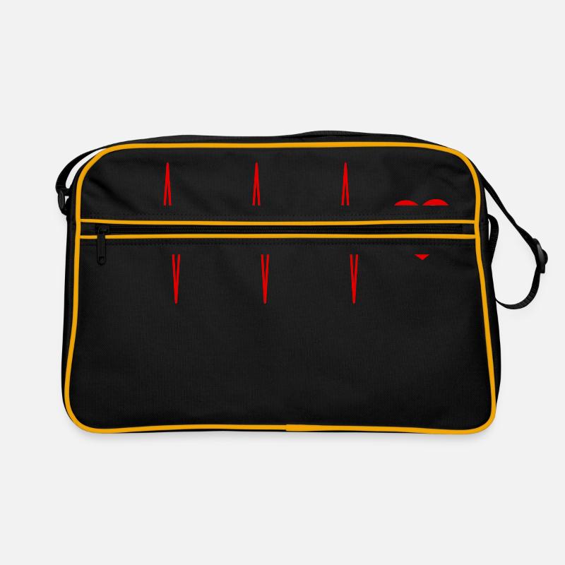 Herzschlag v1 rot - Retro Tasche - Schwarz/Gold