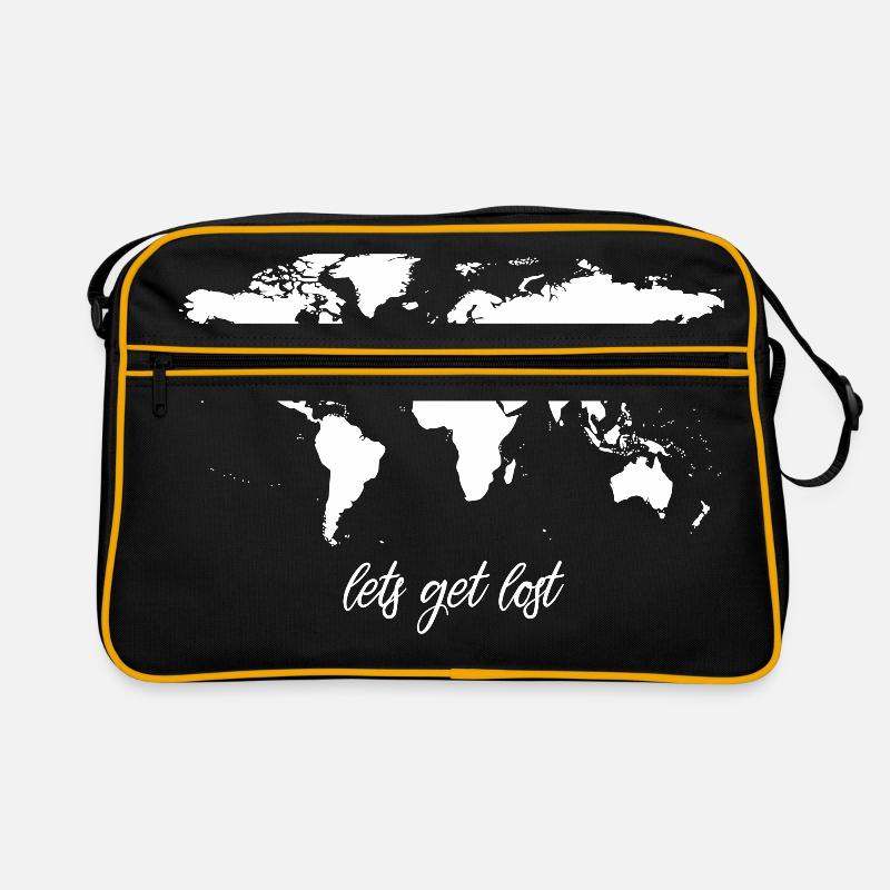 Lets Get Lost Worldmap - Retro Tasche - Schwarz/Gold