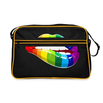 Rainbow Lips - Bouche d'amour homosexualité LGBT - Sac Retro - noir/or - Devant