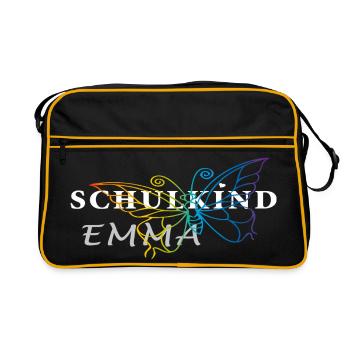 Schulkind Emma - Retro Tasche - Schwarz/Gold - Vorne