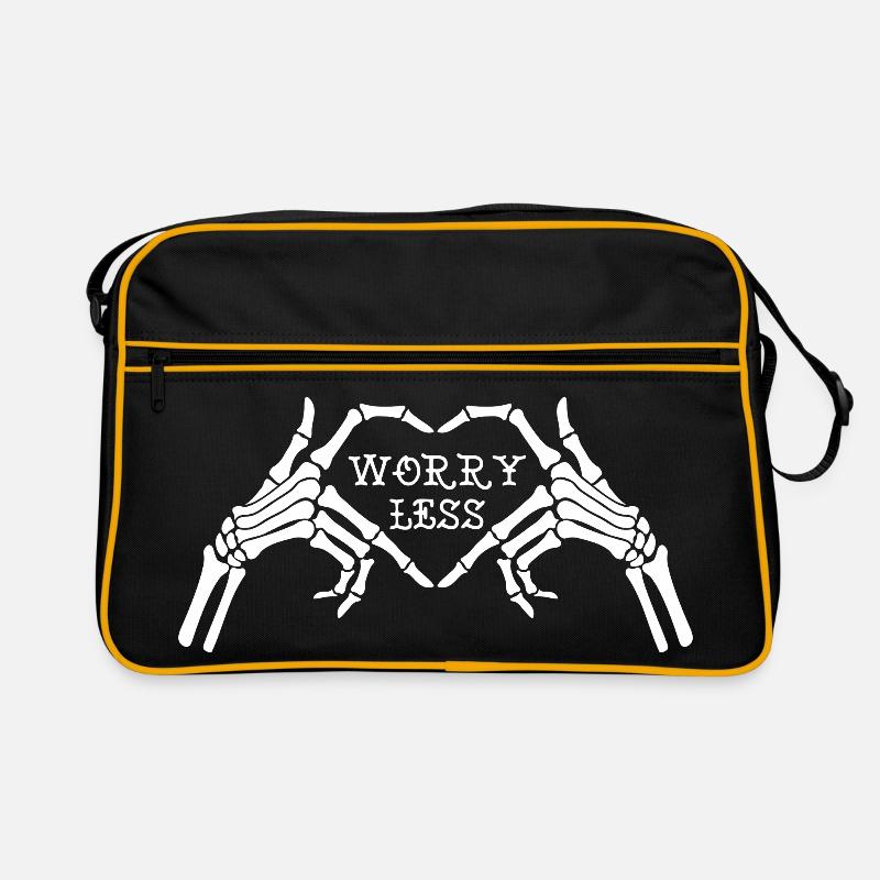 Cœur squelette avec texte sans souci - Sac Retro - noir/or
